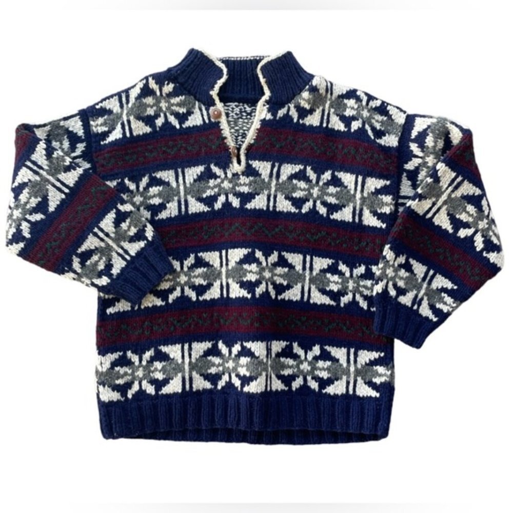 Hand knit pullover bulkysweater wool Medium
